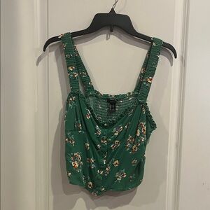 Forever 21 Floral Green Tank Size L
